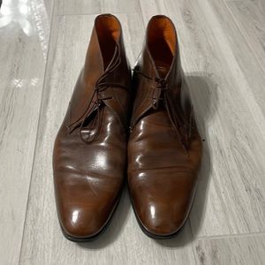 Santoni Caoutchouc brown leather desert boot (ankle boot)